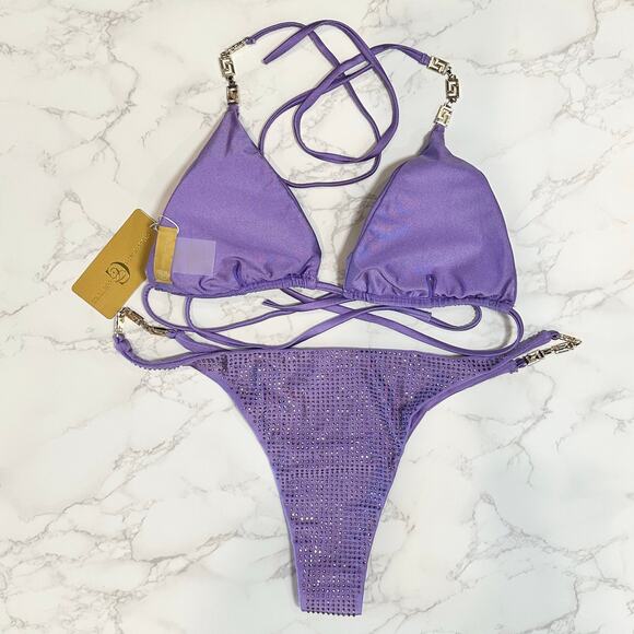 CIOCCOLATO CRYSTAL PURPLE Triangle Top & Skimpy Bottoms BIKINI $385 - Picture 14 of 16